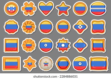 Homemade cookie with flag country Colombia in tasty biscuit, cookie consist of flag country Colombia on natural biscuit, fresh biscuit cookie with flag country Colombia it new collectible sweet food