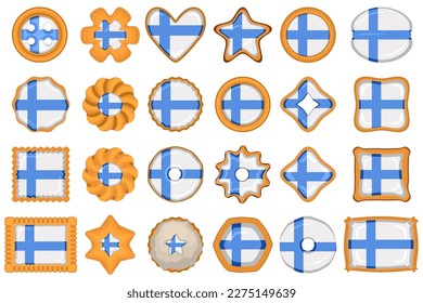 Homemade cookie with flag country Finland in tasty biscuit, cookie consist of sign flag country Finland on natural biscuit, fresh biscuit cookie with flag country Finland it new collectible sweet food