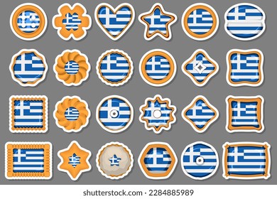 Homemade cookie with flag country Greece in tasty biscuit, cookie consist of sign flag country Greece on natural biscuit, fresh biscuit cookie with flag country Greece it new collectible sweet food