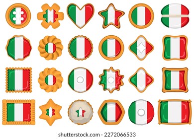 Homemade cookie with flag country Italy in tasty biscuit, cookie consist of sign flag country Italy on natural biscuit, fresh biscuit cookie with flag country Italy it new collectible sweet taste food