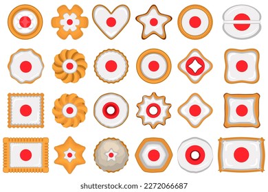 Homemade cookie with flag country Japan in tasty biscuit, cookie consist of sign flag country Japan on natural biscuit, fresh biscuit cookie with flag country Japan it new collectible sweet taste food