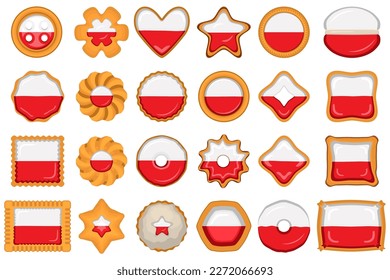 Homemade cookie with flag country Poland in tasty biscuit, cookie consist of sign flag country Poland on natural biscuit, fresh biscuit cookie with flag country Poland it collectible sweet taste food