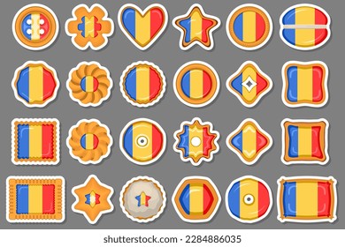 Galleta casera con el país de la bandera Rumania en una deliciosa galleta, galletas consisten en el país de la bandera Rumania en la galleta natural, galleta fresca de galletas con el país de la bandera Rumania nuevo alimento de azúcar coleccionable