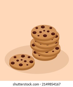 homemade cookies with chocolate chips a lot vector illustration