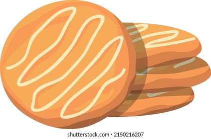 Galleta crema casera. Icono de la caricatura de panadería redonda