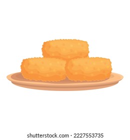 Vector de dibujos animados de iconos de croquette caseros. Cocina. Comida para refrigerios