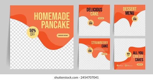 homemade cupcake social media post template with food banner vector.