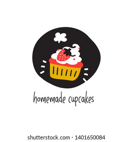 Homemade cupcakes. Vector cartoon illustration