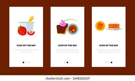 Homemade dessert flat icon set. Sugar, berry, flour isolated vector sign pack. Culinary and cooking concept. Vector illustration symbol elements for web design and apps