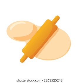 homemade dough with rolling pin vector illustration