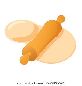 homemade dough with rolling pin vector illustration
