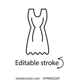 Homemade dress outline icon. Comfortable homewear. Woman domestic nightshirt. Customizable linear contour symbol. Editable stroke. Isolated vector stock illustration