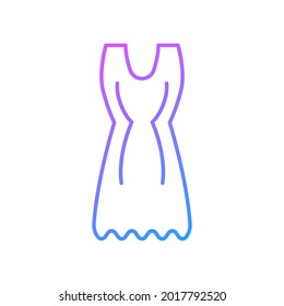 Homemade dress outline icon. Comfortable homewear. Woman domestic nightshirt. Purple gradient symbol. Isolated vector stock illustration