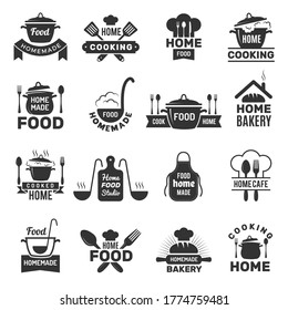 Homemade food badges. Kitchen cooking symbols vector illustrations