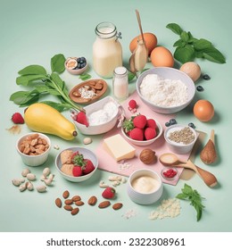 Homemade food ecological clean food pattern vector graphics realistic texture for packaging, design, pattern for textile