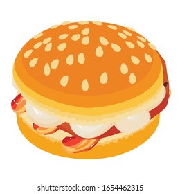 Homemade hamburger icon. Isometric illustration of homemade hamburger vector icon for web