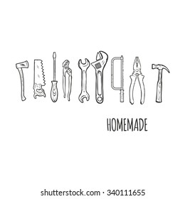 Homemade Hand tools Background Vector Illsutration