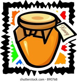 Homemade honey in a jar. Vector illustration