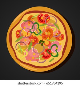 Homemade hot pizza icons set. Pizza isolated on white, pepperoni pizza. Vector EPS10