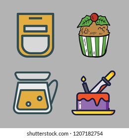 homemade icon set. vector set about lemonade, oven, cake and cupcake icons set.