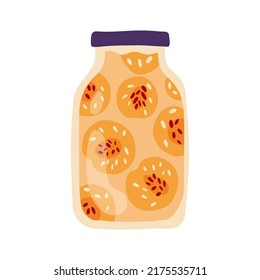 Homemade jar for preserving fruits and vegetables.Glass jars with canned vegetables, compotes and berry jams. Winter supplies. Autumn harvest season.