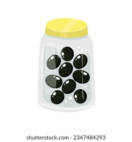 Homemade jars of preserving the olive. Autumn harvest season. Vector illustration