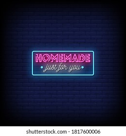 Homemade Just For You Neon Signs Style Text Vector