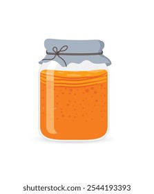 Chá kombucha caseiro em um frasco de vidro em um fundo branco ilustração stock