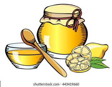 Homemade lemon jam. Vector