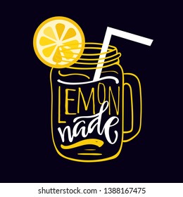 Homemade lemonade - hand drawn doodle lettering label art banner
