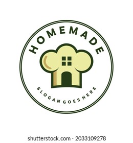 homemade logo.chef hat and house logo. chef hat abstract vector with house icon