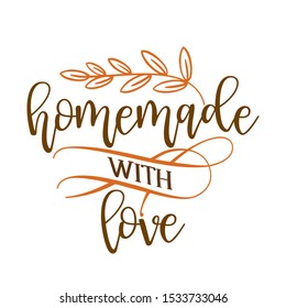 Homemade with love - stamp for homemade products and shops. Vector badge, label. Vector Illustration on a white background