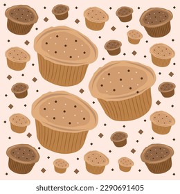 Homemade muffin flat vector illustration. Cute homemade chocolate muffin cartoon vector illustration for graphic design and decorative element