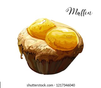 Homemade muffin vector illustration