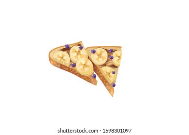 Homemade Natural Fruit Pizza with Frosting and Berries vector illustration