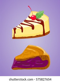 Homemade organic pie dessert vector illustration.