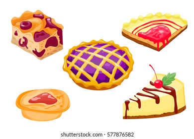 Homemade organic pie dessert vector illustration.