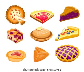 Homemade organic pie dessert vector illustration.
