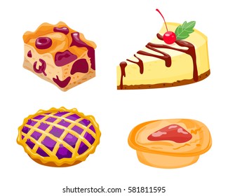 Homemade organic pie dessert vector illustration.