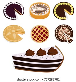 Homemade organic pie dessert vector illustration fresh golden rustic gourmet bakery.