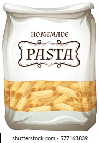 Homemade pasta in bag illustration