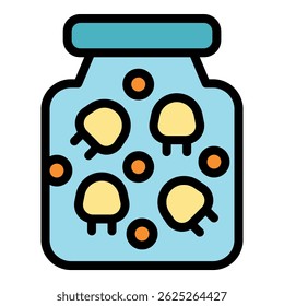Homemade pickle jar icon. Outline homemade pickle jar vector icon color flat isolated