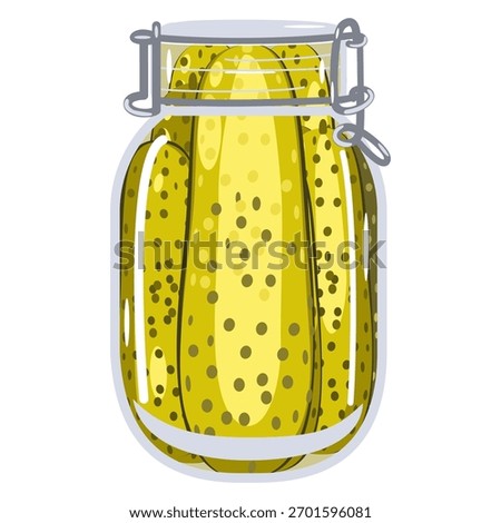 Homemade pickles in jar vector illustration 