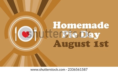 Homemade Pie Day vector banner design with sunburst effect background, typography, plate, fork and knife icons. Happy Homemade Pie Day modern minimal graphic abstract background. national holiday.