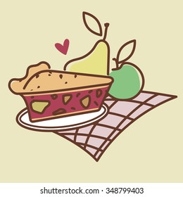 homemade pie fresh fruits illustration