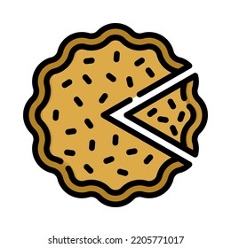 Homemade pie icon. Filled outline design. Tasty homemade apple pie for Thanksgiving. For presentation, graphic design, mobile application. Vector Illustration.