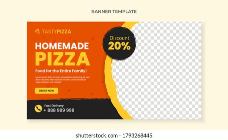 Homemade pizza food banner template