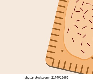 Homemade Pop-tarts made from scratch, copy space template or flat vector stock illustration with snack and glaze, close-up