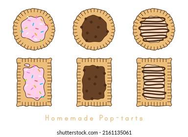 Homemade Pop-tarts made from scratch. Hot Toaster Pastry. Baked Pastry vector illustration