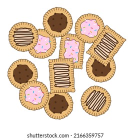 Homemade Pop-tarts made from scratch. Hot Toaster Pastry. Baked Pastry vector illustration